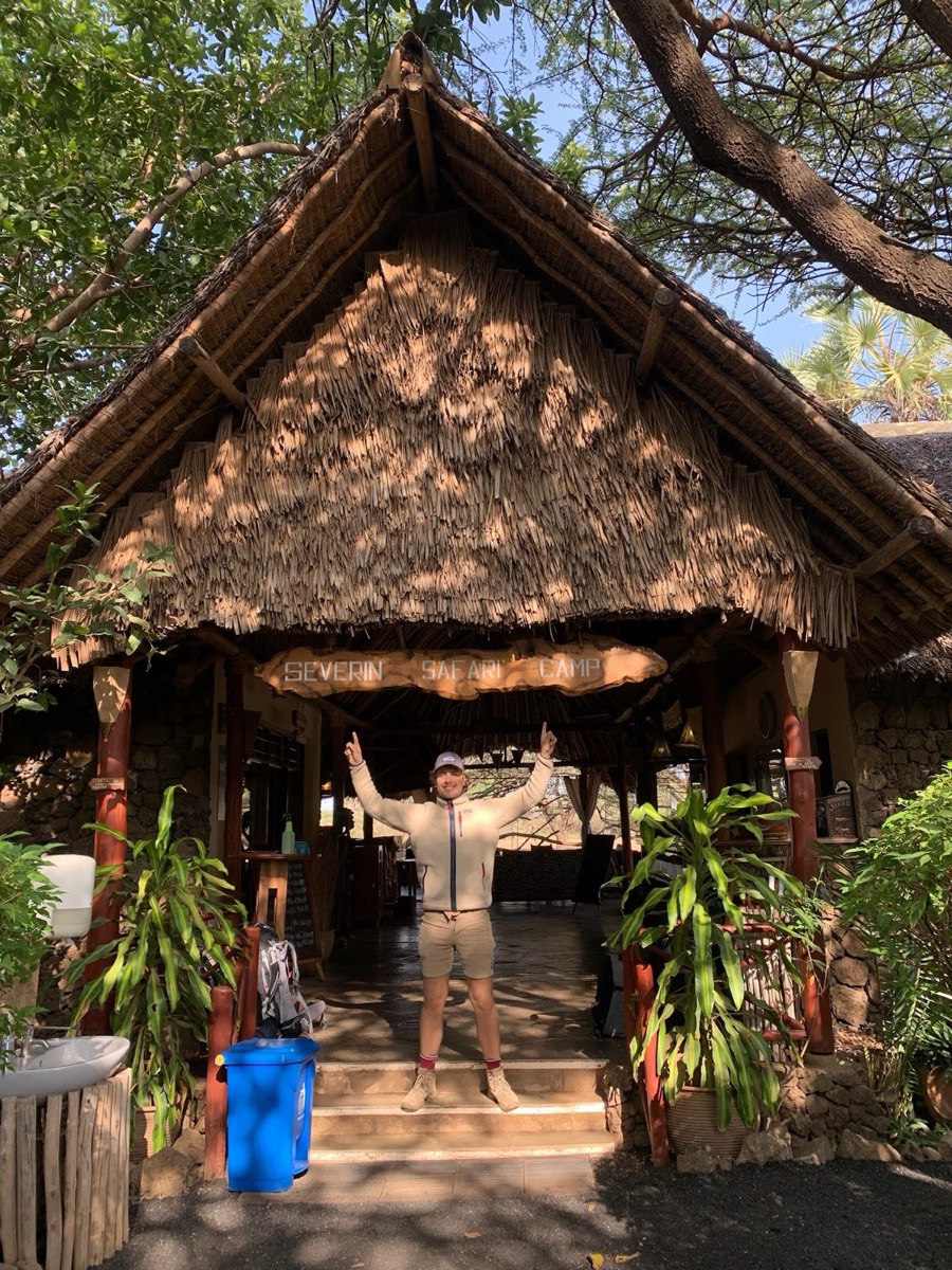 At the arrivals banda. Severin sits inside Tsavo West, between Mzima Springs and the Tsavo River.